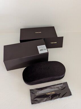 Tom Ford Dark Brown Velvet Hard Eyeglass Case With Cleaning Cloth in Box